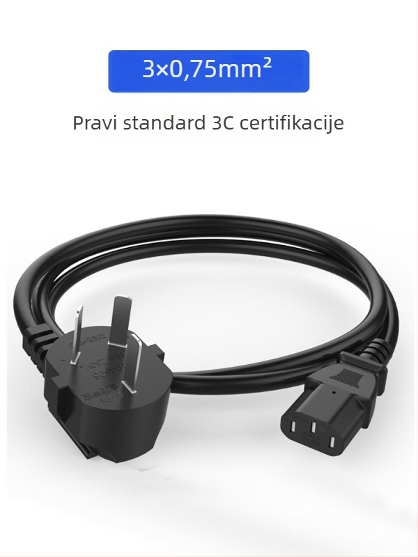 3-žilni univerzalni napajajući kabel s utikačem za PC i monitor | Model Pin Line, OEM obrada, Izdan ožujka 2024