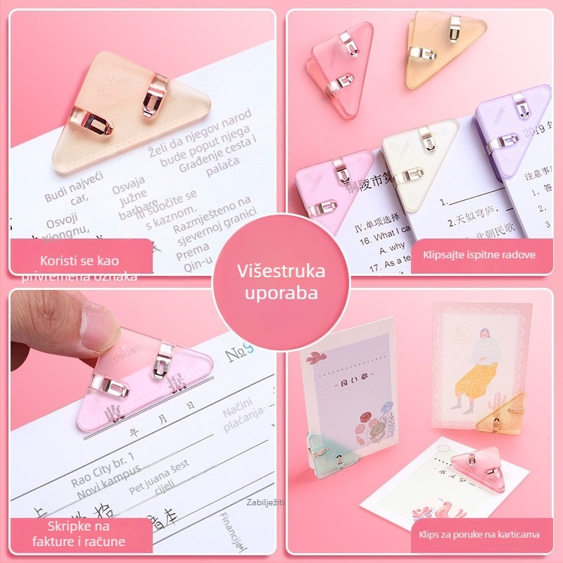 Deli prozirni trokutasti klips za dokumente – plastični klip za papire i fascikle