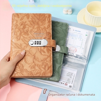Kožni držač za depozitne listiće sa zaključavanjem lozinkom, reljefna serija