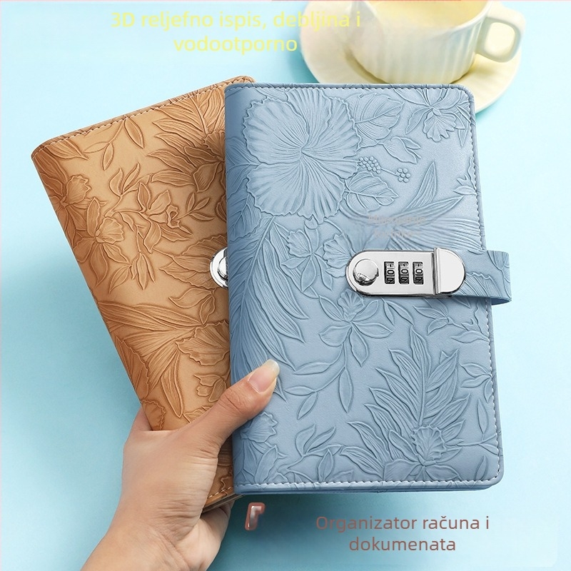 Kožni držač za depozitne listiće sa zaključavanjem lozinkom, reljefna serija