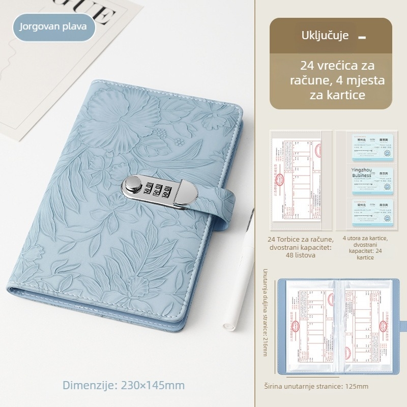 Kožni držač za depozitne listiće sa zaključavanjem lozinkom, reljefna serija