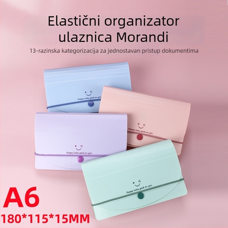 A6 PP fascikl s 13 pretinaca, akordion stil, vodootporna klasifikacija PDV računa, Smiley Face serija