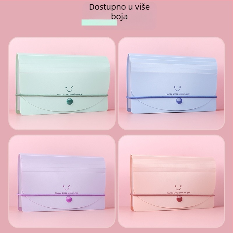 A6 PP fascikl s 13 pretinaca, akordion stil, vodootporna klasifikacija PDV računa, Smiley Face serija