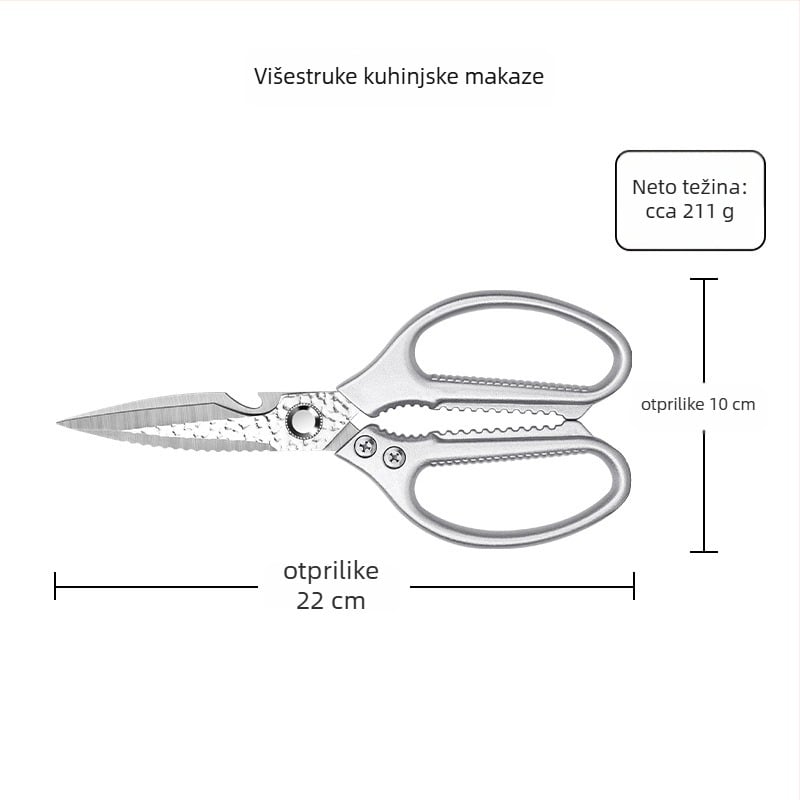 Kuhinjske škarje od nehrđajućeg čelika, teški rez kostiju, višefunkcionalne škarje za ribu, mogućnost prilagođavanja