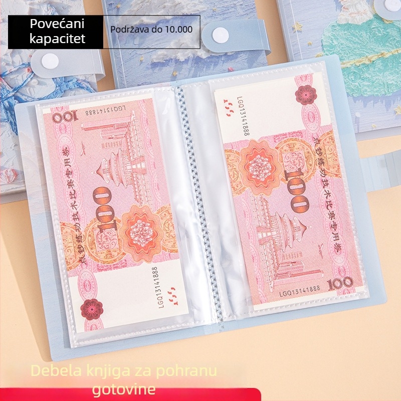 Habiter Monet-inspirirana knjiga štednje s prozirnim plastičnim fasciklom za RMB novčanice