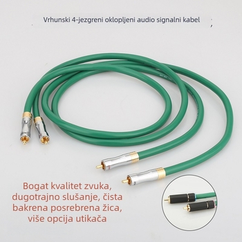 Audiophile RCA audio kabel s četiri jezgre, od čistog bakra sa srebrnim premazom, za HIFI pojačala i CD dekodere
