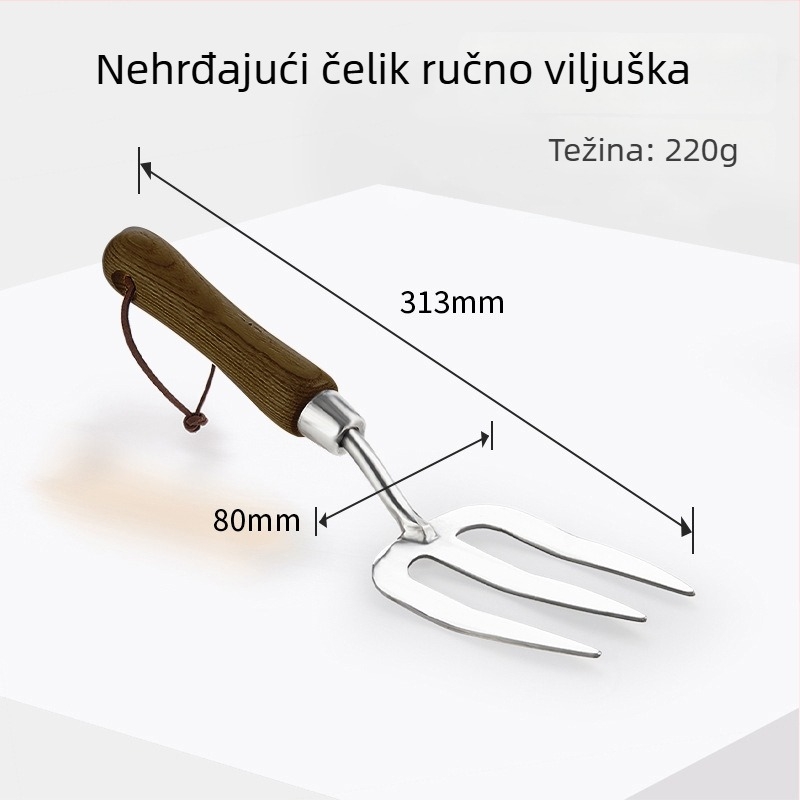 Set alata za kućno vrtlarenje od nehrđajućeg čelika za kućnu upotrebu: lopata za kopanje, za sadnju i presađivanje; uključuje malu lopaticu i malu motiku