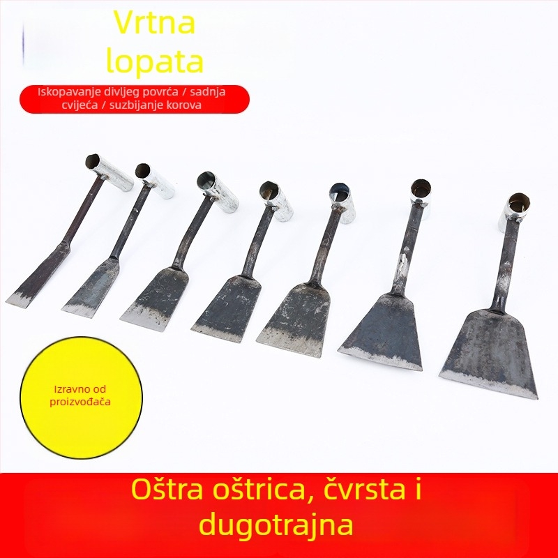 Ručni kovani željezni vrtlarinski lopata sa okruglom čeličnom glavom, za kopanje povrća i uklanjanje korova