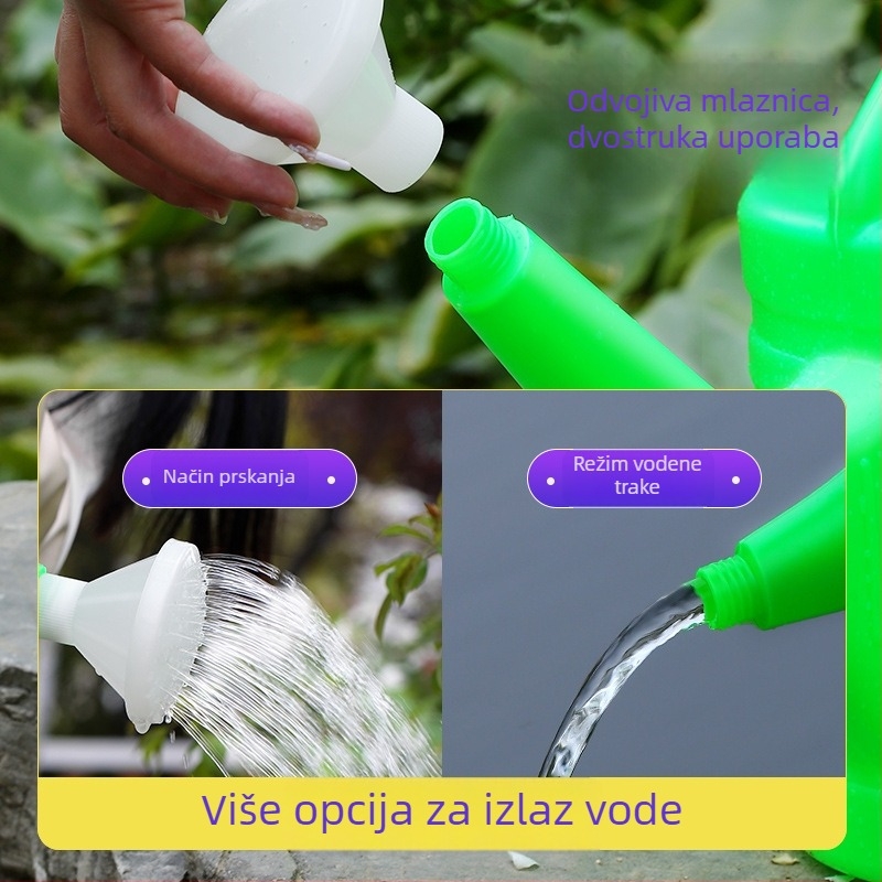 Plastična kanta za zalijevanje vrta, s dugim izlazom, tuš nastavkom i regulacijom protoka gumba - Maple leaf