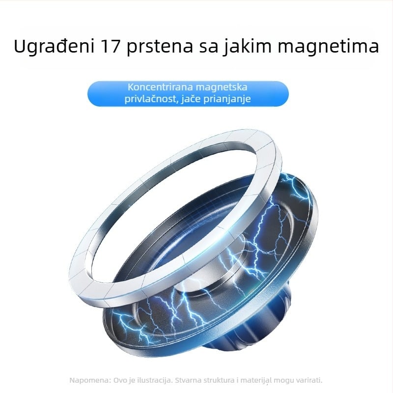 Mingcard MagSafe magnetski držač za telefon s 17 mm univerzalnom kuglastom glavom — metalna stolna i automobilna držač s jakom usisnom čašom