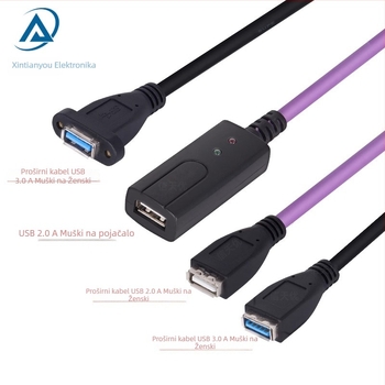 Industrijski USB2.0 kabel za kameru, Shin Tian You, duljina 1-10 m, proces proizvodnje: injekcijsko oblikovanje, kontakti zlatno obloženi bakar, PVC kabel