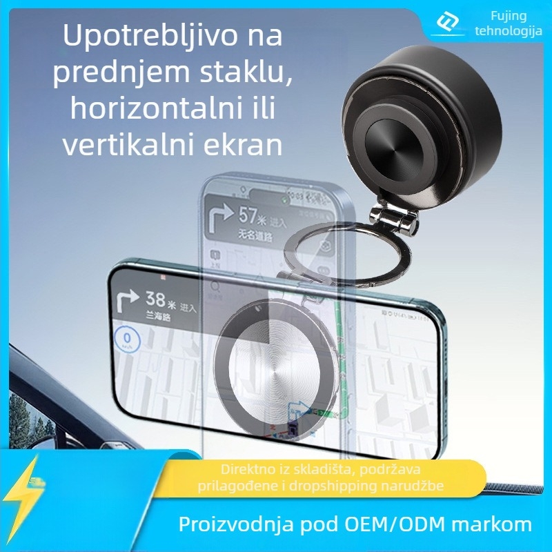 G111 Držač za telefon u automobilu s magnetskim prijanjanjem, pričvršćivanje na ploču instrument table vakuumskom čašicom, univerzalna kompatibilnost