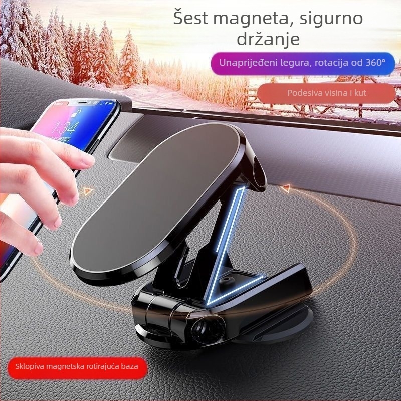 Držač za telefon u automobilu – magnetski, sklopivi, 360° rotacija, otpornost na podrhtavanje, univerzalni