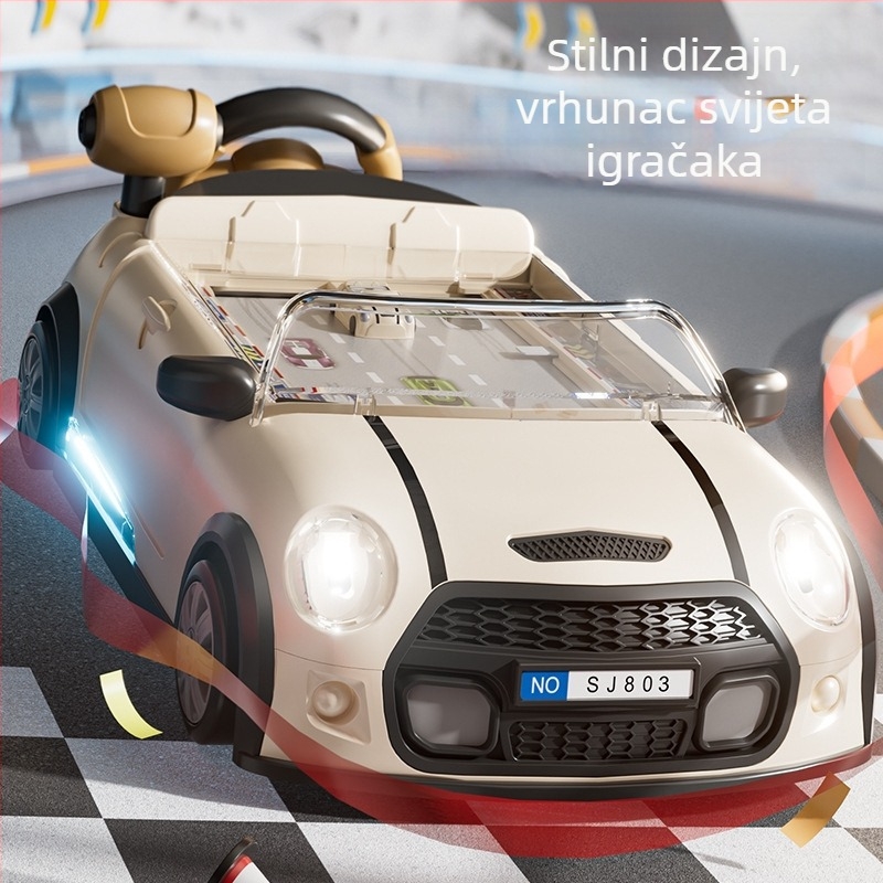 Dječji auto-igrač s simuliranim volanom za pretendnu vožnju – plastična konstrukcija, avanturistički dizajn, uzrast 4–6 godina