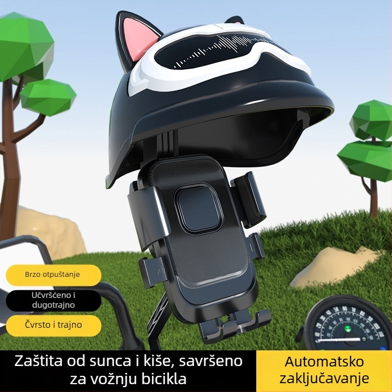 Držač telefona XY-093 za električna vozila — otporan na udarce za dostavljače na biciklu, stil crtanog lika, zaštita od sunca i kiše