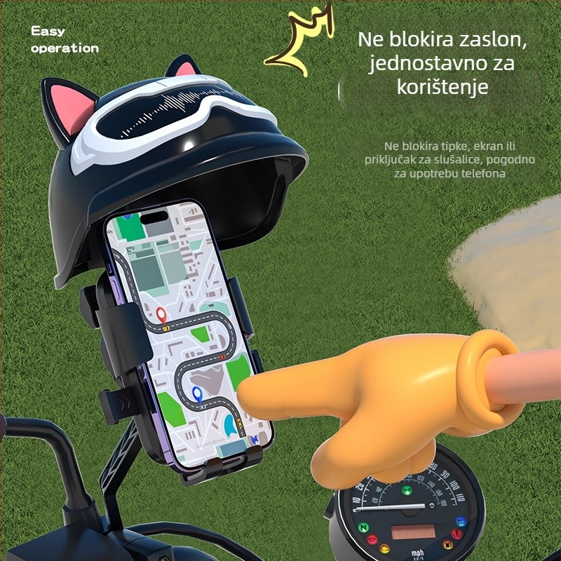 Držač telefona XY-093 za električna vozila — otporan na udarce za dostavljače na biciklu, stil crtanog lika, zaštita od sunca i kiše