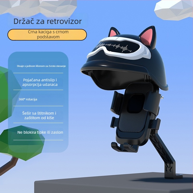 Držač telefona XY-093 za električna vozila — otporan na udarce za dostavljače na biciklu, stil crtanog lika, zaštita od sunca i kiše