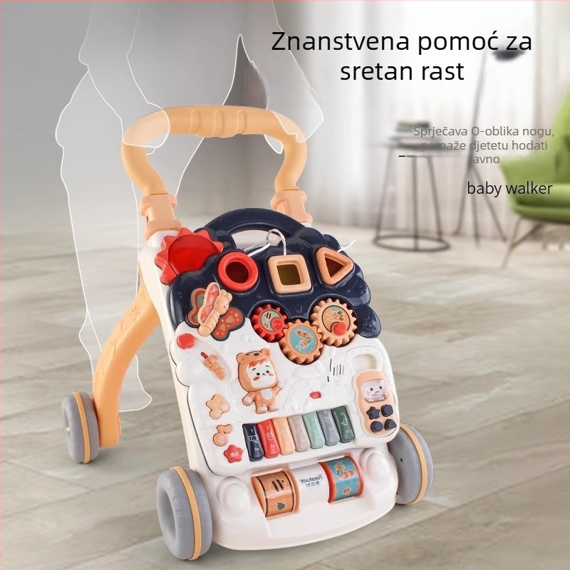 Medvjeđeg dizajna dječja hodalica — višefunkcionalna ručna gurala igračka za bebe 0–3 godine, razvija koordinaciju ruke i oka te prianjanje, plastika