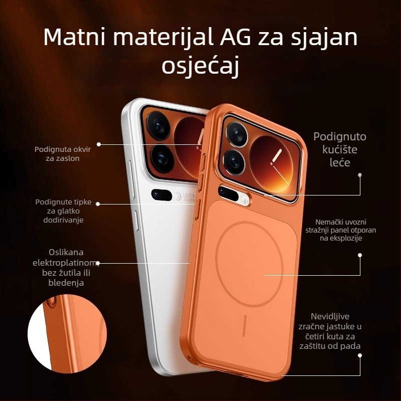 Zaštitno kućište za Xiaomi 17ProMax s mat završnim slojem, protuklizno i otporno na padove, mogućnost prilagodbe