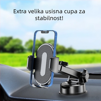 Držač za telefon u automobilu sa vakuumskom čašicom, pričvršćivanje na ventilaciju, teleskopski klip, automatsko zaključavanje, univerzalna kompatibilnost