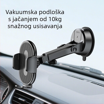Držač za telefon u automobilu sa vakuumskom čašicom, pričvršćivanje na ventilaciju, teleskopski klip, automatsko zaključavanje, univerzalna kompatibilnost