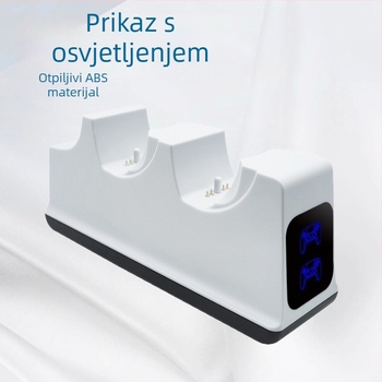 PS5 držač za punjenje kontrolera s LED zaslonom, dvostruko punjenje, USB-C 5V2A, ABS kućište