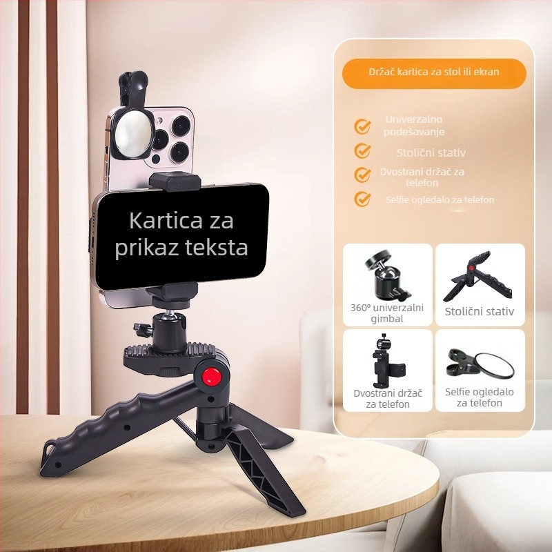 Auto držač telefona s teleprompter značajkama za stolnu ili ručnu upotrebu - prenosiv, spreman za podnaslove (Plastika; Nije moguće prilagoditi; Marka: Other; Stil: General)