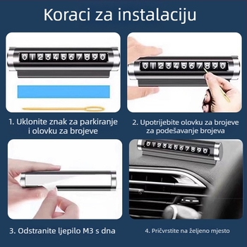 Dočasna pločica za broj parkiranja autom – 2D zaštita od sunca, držač broja mobitela, Tip 20213, Materijal: Drugo
