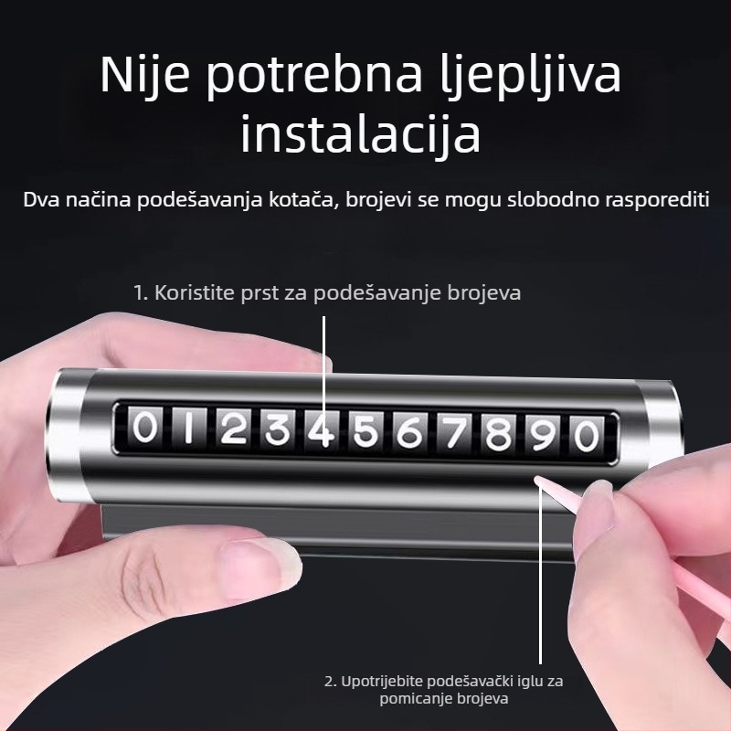 Dočasna pločica za broj parkiranja autom – 2D zaštita od sunca, držač broja mobitela, Tip 20213, Materijal: Drugo