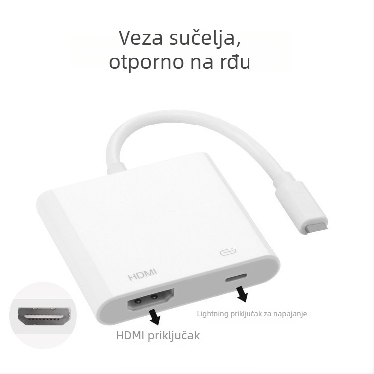 iPhone Lightning na HDMI adapter – bakrena žica, HDMI sučelje, plastično kućište