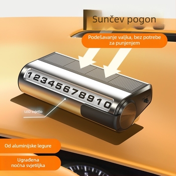 Solarna automobilska tablica za parkiranje s logom, model G2, prilagodljiva, svijetli u tami