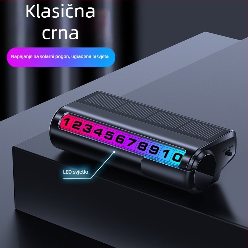 Solarna automobilska tablica za parkiranje s logom, model G2, prilagodljiva, svijetli u tami