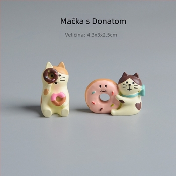 Foto rekvizit: Scena u japanskom stilu od smole s mačkom, krofnom i kavom – rekvizita za fotografije; Materijal: smola; Stil: japanski artikli; Kategorija: smolasti zanati; Poklon spreman