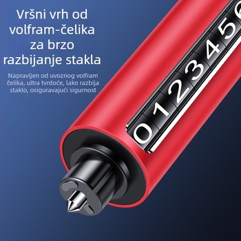 Aluminijski automobilni privremeni znak za parkiranje s pločom broja telefona, model QN-096, dimenzije 14 x 2,5 cm, višenamjenski sigurnosni čekić