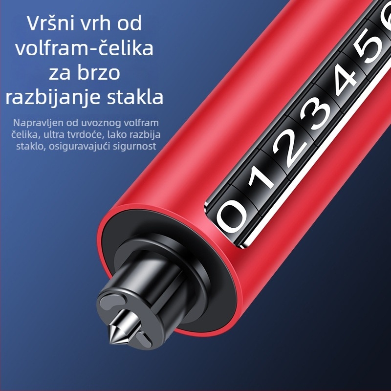 Aluminijski automobilni privremeni znak za parkiranje s pločom broja telefona, model QN-096, dimenzije 14 x 2,5 cm, višenamjenski sigurnosni čekić