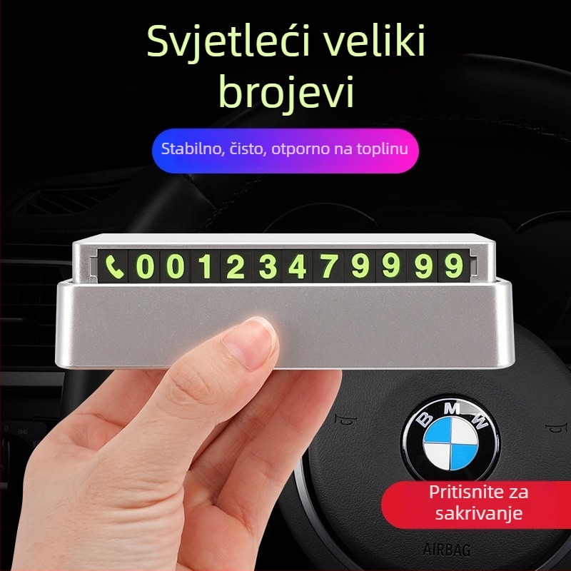 Skrivena privremena pločica za parkiranje autom, magnetska svjetleća digitalna pločica s brojevima, model A001, DIY