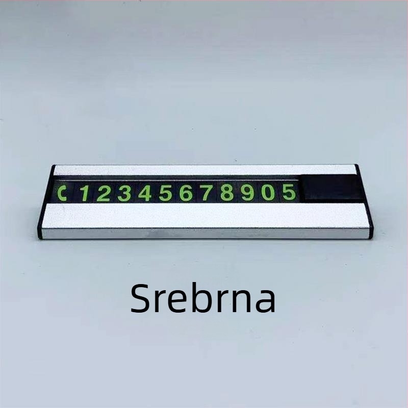Skrivena aluminijska pločica za parkiranje sa svjetlećim velikim brojevima i karticom s telefonskim brojem za premještanje automobila — mogućnost tiskanja logotipa, model 666