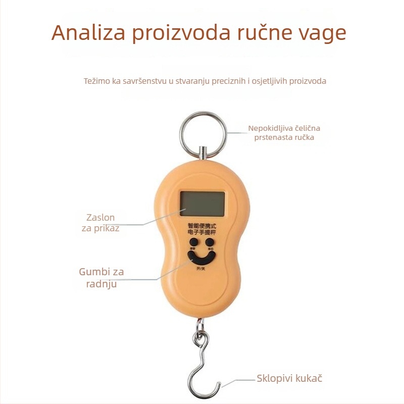 Leban Prijenosna digitalna vaga visoke preciznosti, kapacitet 50 kg, kućna upotreba, s kukom