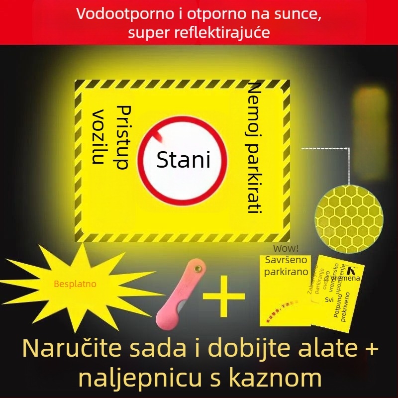 Reflektirajući upozoravajući naljepnica za privatno parkiranje ispred garaže
