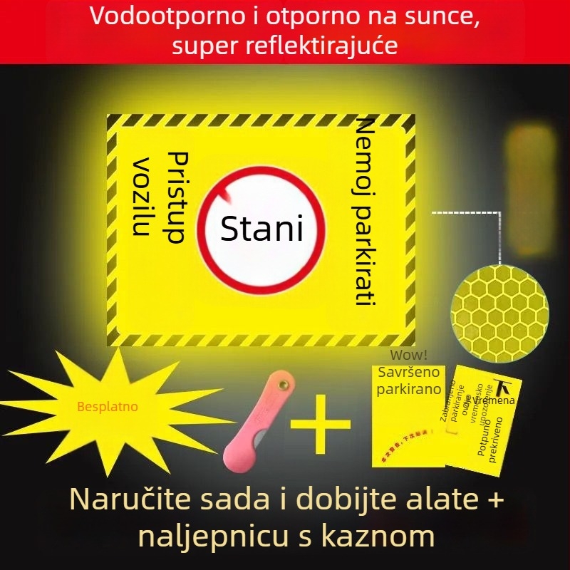 Reflektirajući upozoravajući naljepnica za privatno parkiranje ispred garaže