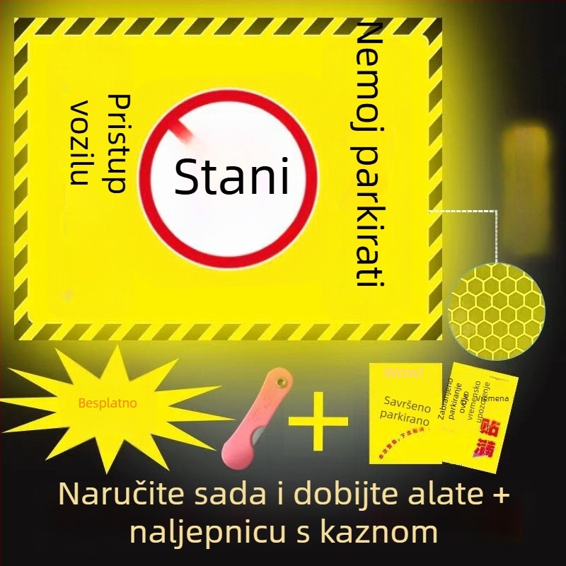 Reflektirajući upozoravajući naljepnica za privatno parkiranje ispred garaže