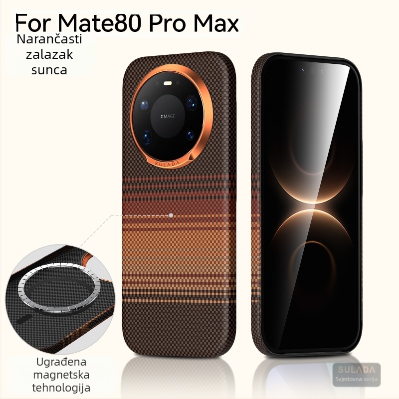 Kućište za Mate80 Pro Max od Sulade — kožno kućište s teksturom karbonskih vlakana, magnetsko pričvršćivanje, otporno na udarce i disipacija topline