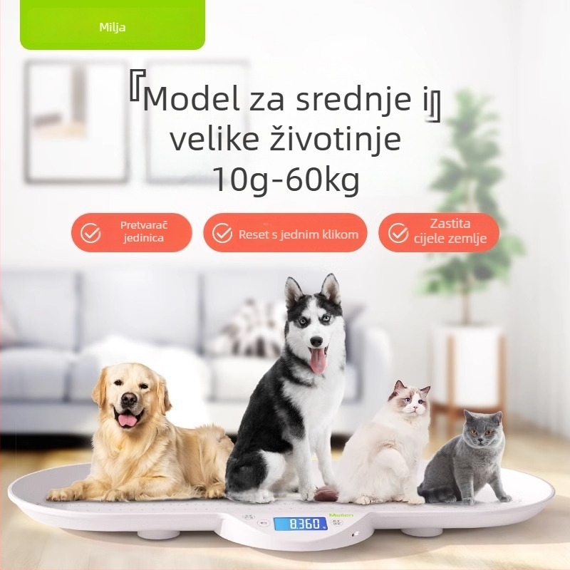 Vaga za kućne ljubimce s pladnjem za mačke i pse – kućna pametna elektronička vaga