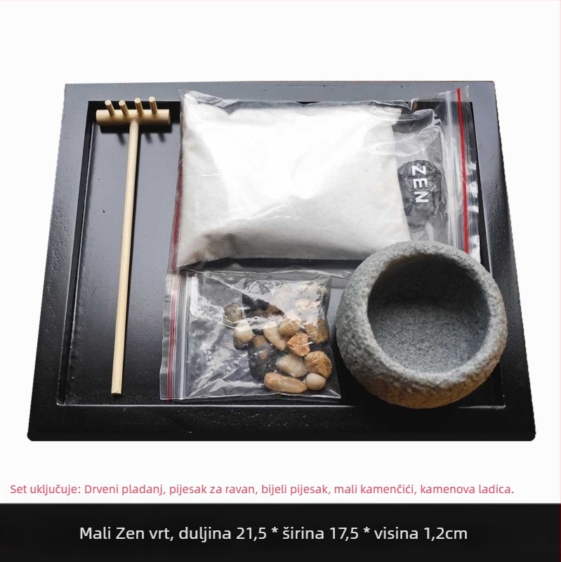 Japanski stil Karesansui set za stol – Zen pijesak stolna ploča za DIY mikro pejzaž i kućnu meditaciju, plastika i smola, poklon kutija, šifra proizvoda T56710295477075