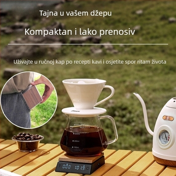 Elektronička vaga za kavu od orahova drveta, talijanskog stila dizajn, pametni automatski tajmer, raspon mjerenja 0.03-2000 g