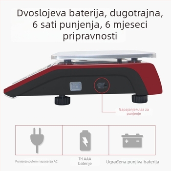 Xiangshan komercijalna stolna vaga, kapacitet 30 kg, elektroničko mjerenje, model JE481/JC481, višefunkcionalna