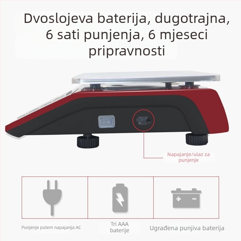 Xiangshan komercijalna stolna vaga, kapacitet 30 kg, elektroničko mjerenje, model JE481/JC481, višefunkcionalna