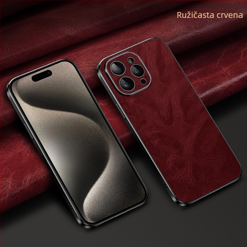 Kućište za iPhone 14 Pro Max, koža, elektroplating, lagani luksuzni stil, odvod topline, otpornost na habanje, zaštita od pada