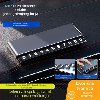Metalna skrivena privremena pločica za parkiranje automobila, dvostruki broj, model P9, mogućnost prilagodbe logotipa