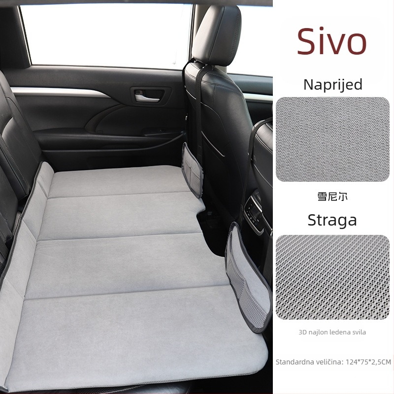 Naduvljiva auto ležaljka – Model ZD-437; Materijal: PVC, vlakna bambusovog ugljena i flocking; Funkcija: auto ležaljka za spavanje; Nosivost: 100 kg; Ručno naduvavanje.